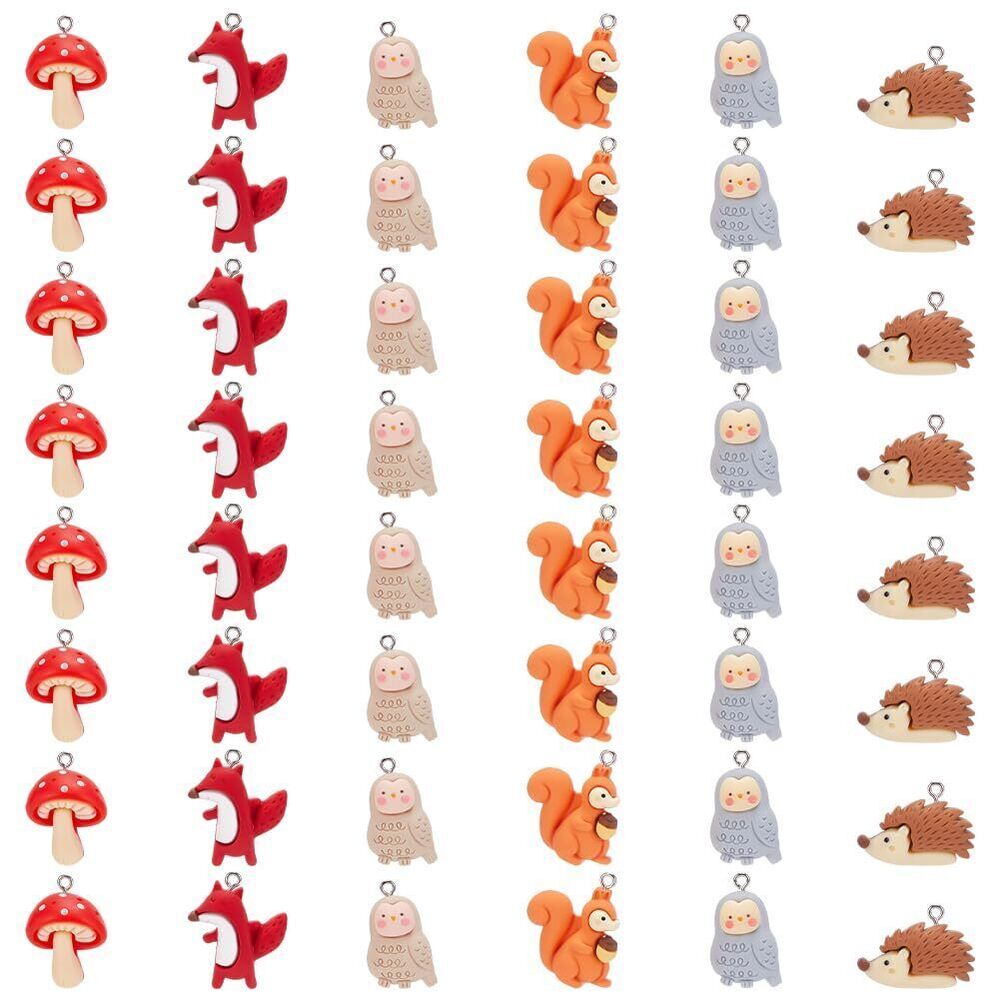 9663 48 Pcs Mini Resin Animal Charms Tiny Animal Figures Pendant Ornament